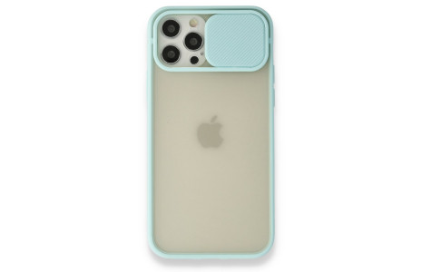 Newface iPhone 12 Pro Kılıf Palm Buzlu Kamera Sürgülü Silikon - Turkuaz