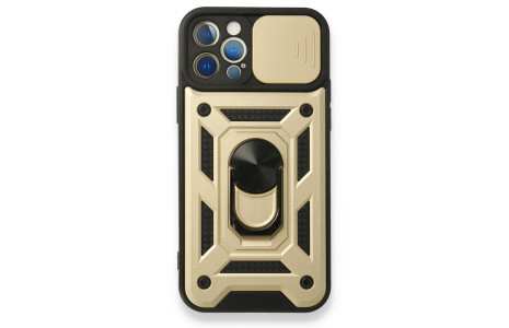 Newface iPhone 12 Pro Kılıf Pars Lens Yüzüklü Silikon - Gold