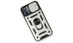 Newface iPhone 12 Pro Kılıf Pars Lens Yüzüklü Silikon - Gümüş