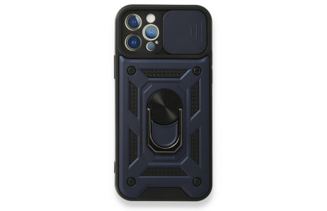 Newface iPhone 12 Pro Kılıf Pars Lens Yüzüklü Silikon - Lacivert
