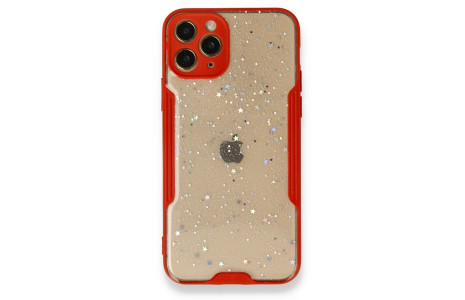 Newface iPhone 12 Pro Kılıf Platin Simli Silikon - Kırmızı