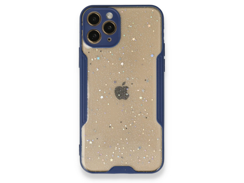 Newface iPhone 12 Pro Kılıf Platin Simli Silikon - Lacivert