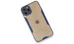 Newface iPhone 12 Pro Kılıf Platin Simli Silikon - Lacivert