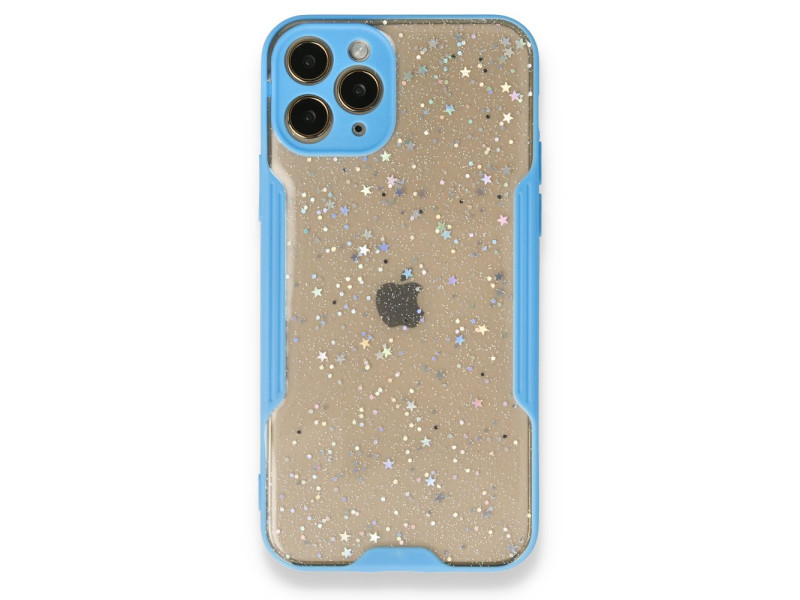 Newface iPhone 12 Pro Kılıf Platin Simli Silikon - Mavi