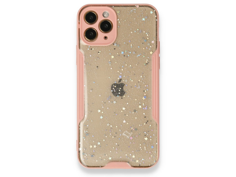 Newface iPhone 12 Pro Kılıf Platin Simli Silikon - Pembe