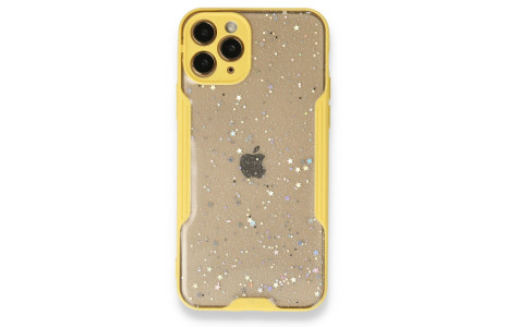 Newface iPhone 12 Pro Kılıf Platin Simli Silikon - Sarı