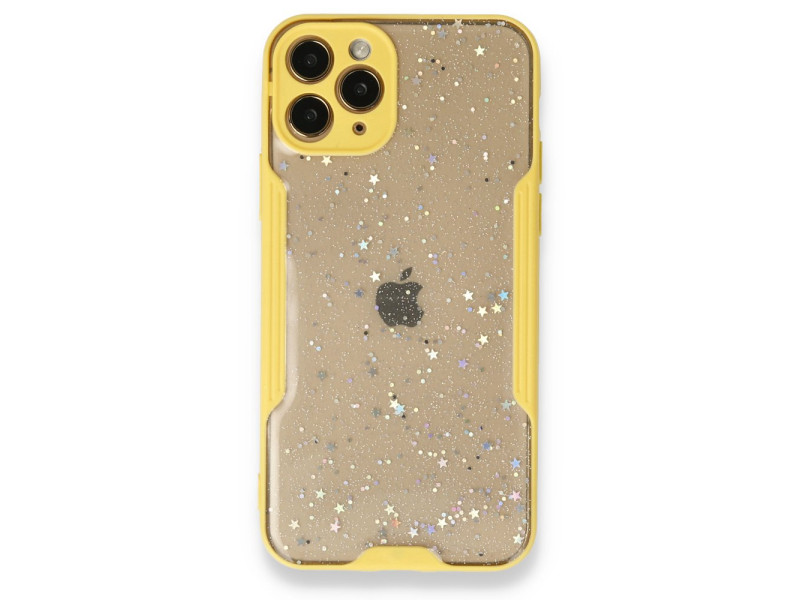 Newface iPhone 12 Pro Kılıf Platin Simli Silikon - Sarı