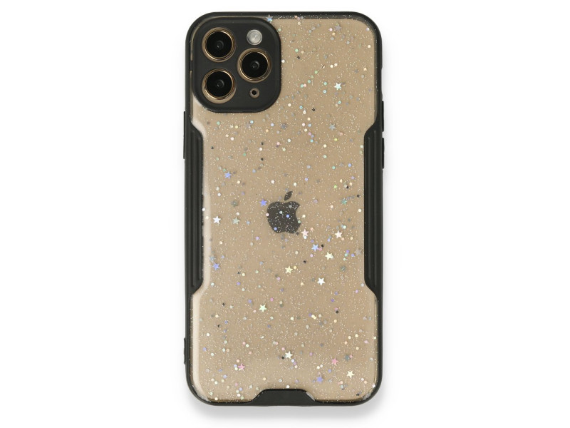 Newface iPhone 12 Pro Kılıf Platin Simli Silikon - Siyah