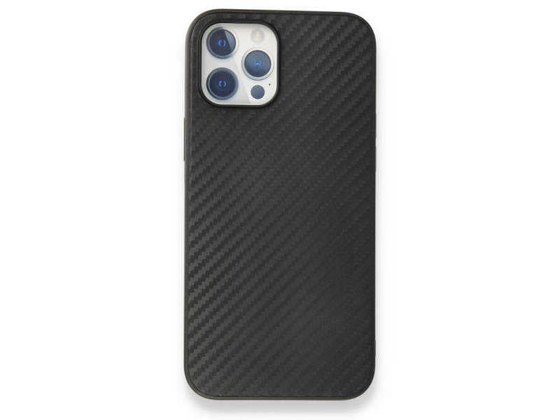 Newface iPhone 12 Pro Max Kılıf Carbonix Silikon - Siyah