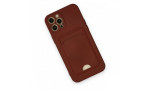 Newface iPhone 12 Pro Max Kılıf Kelvin Kartvizitli Silikon - Bordo