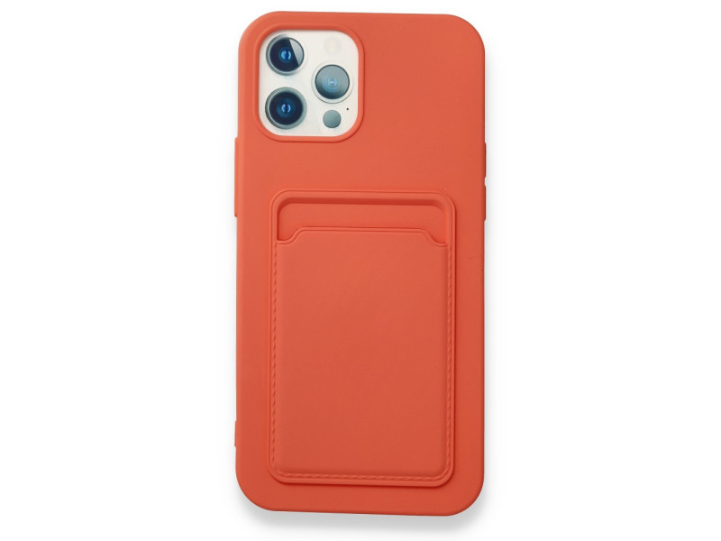 Newface iPhone 12 Pro Max Kılıf Kelvin Kartvizitli Silikon - Turuncu