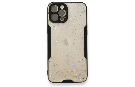 Newface iPhone 12 Pro Max Kılıf Platin Simli Silikon - Siyah
