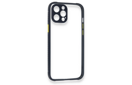 Newface iPhone 12 Kılıf Miami Şeffaf Silikon - Lacivert