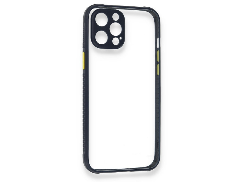 Newface iPhone 12 Kılıf Miami Şeffaf Silikon - Lacivert