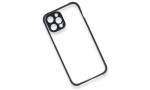 Newface iPhone 12 Kılıf Miami Şeffaf Silikon - Lacivert