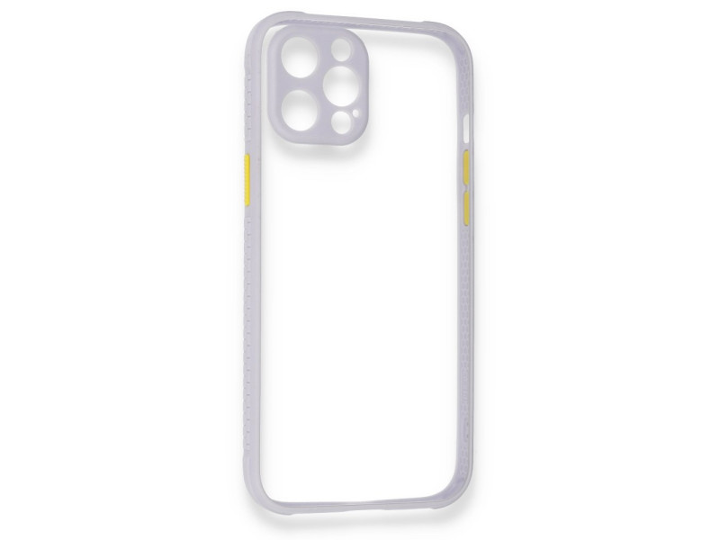Newface iPhone 12 Kılıf Miami Şeffaf Silikon - Lila