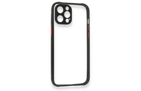 Newface iPhone 12 Kılıf Miami Şeffaf Silikon - Siyah