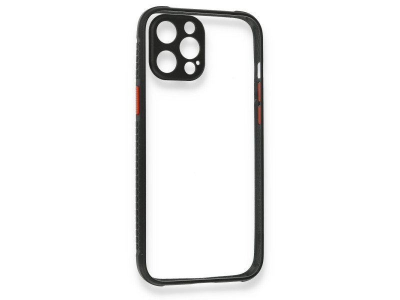 Newface iPhone 12 Kılıf Miami Şeffaf Silikon - Siyah