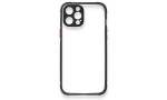 Newface iPhone 12 Kılıf Miami Şeffaf Silikon - Siyah