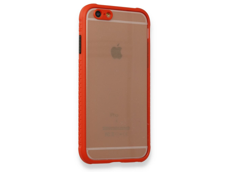 Newface iPhone 6 Kılıf Miami Şeffaf Silikon - Kırmızı