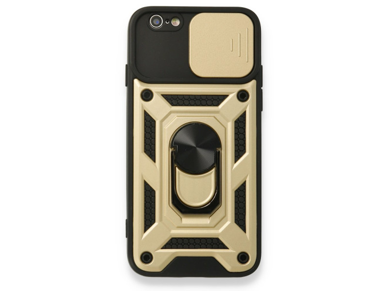 Newface iPhone 6 Kılıf Pars Lens Yüzüklü Silikon - Gold