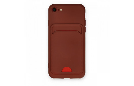 Newface iPhone 7 Kılıf Kelvin Kartvizitli Silikon - Bordo