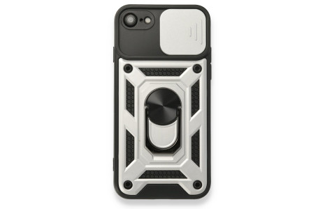 Newface iPhone 7 Kılıf Pars Lens Yüzüklü Silikon - Gümüş