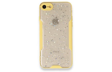 Newface iPhone SE 2020 Kılıf Platin Simli Silikon - Sarı