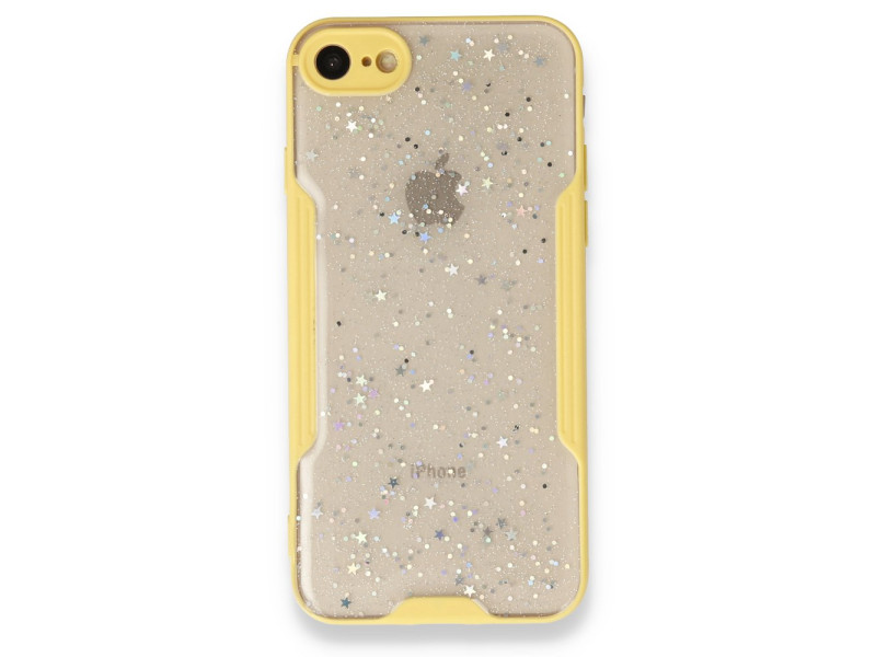 Newface iPhone SE 2020 Kılıf Platin Simli Silikon - Sarı