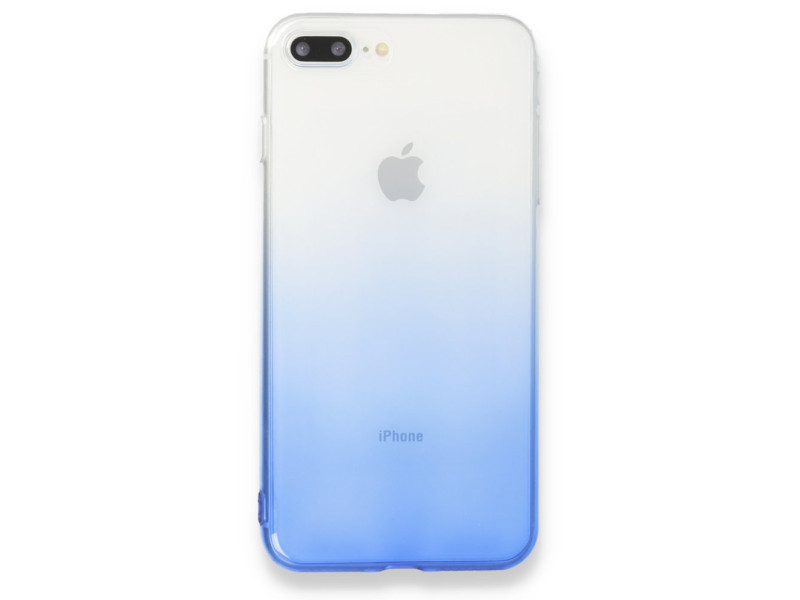 Newface iPhone 7 Plus Kılıf Lüx Çift Renkli Silikon - Mavi