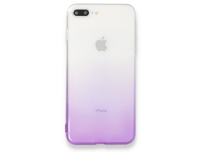 Newface iPhone 7 Plus Kılıf Lüx Çift Renkli Silikon - Mor