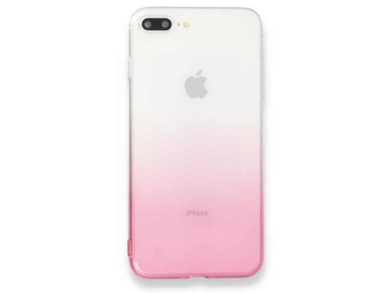 Newface iPhone 7 Plus Kılıf Lüx Çift Renkli Silikon - Pembe