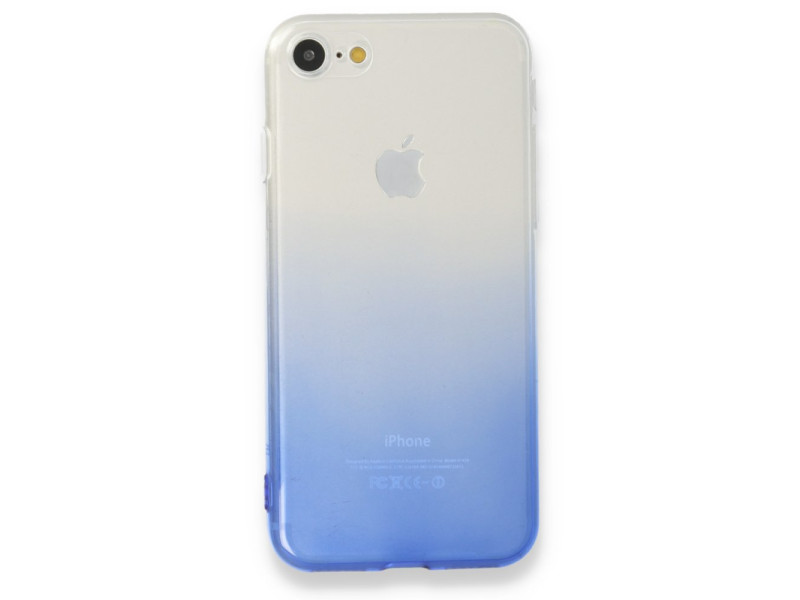 Newface iPhone 7 Kılıf Lüx Çift Renkli Silikon - Mavi