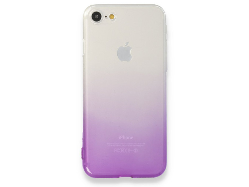 Newface iPhone 7 Kılıf Lüx Çift Renkli Silikon - Mor