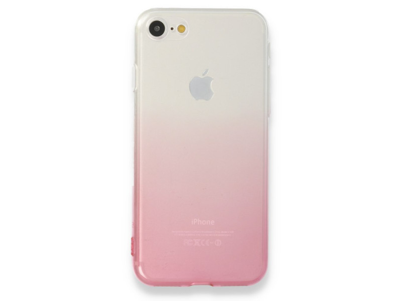 Newface iPhone 7 Kılıf Lüx Çift Renkli Silikon - Pembe