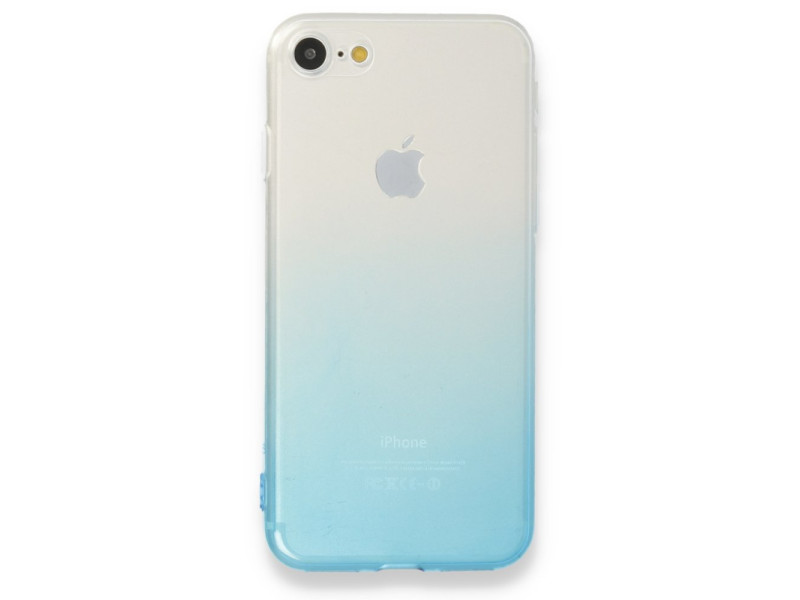 Newface iPhone 7 Kılıf Lüx Çift Renkli Silikon - Turkuaz