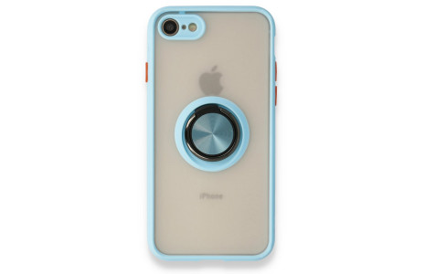 Newface iPhone SE 2020 Kılıf Montreal Yüzüklü Silikon Kapak - Buz Mavi