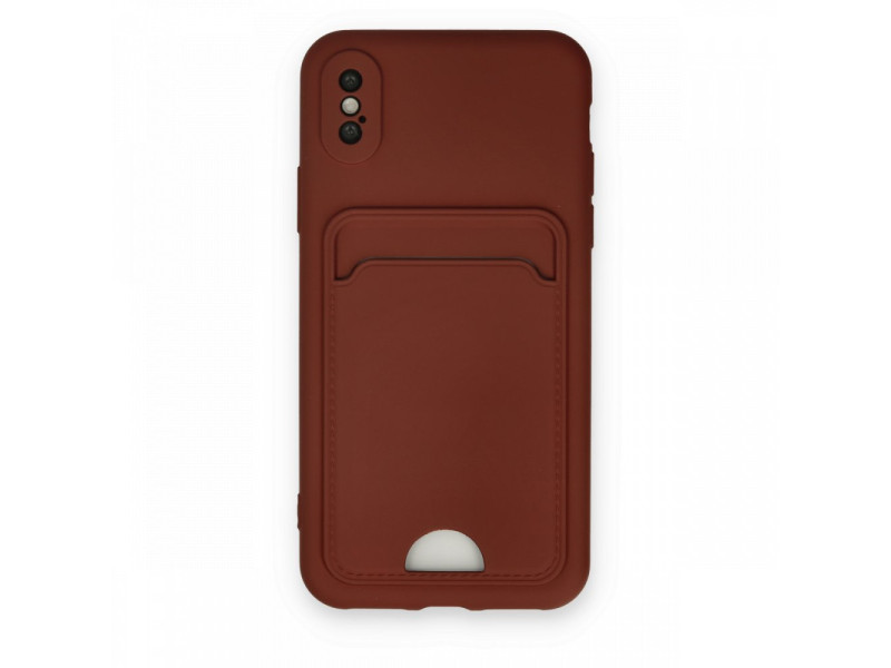 Newface iPhone X Kılıf Kelvin Kartvizitli Silikon - Bordo