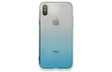 Newface iPhone X Kılıf Lüx Çift Renkli Silikon - Turkuaz