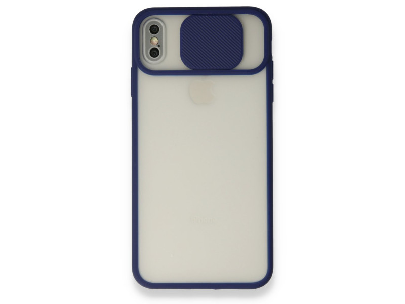 Newface iPhone X Kılıf Palm Buzlu Kamera Sürgülü Silikon - Lacivert