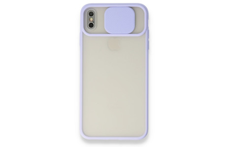 Newface iPhone X Kılıf Palm Buzlu Kamera Sürgülü Silikon - Lila