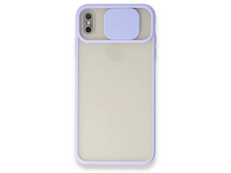 Newface iPhone X Kılıf Palm Buzlu Kamera Sürgülü Silikon - Lila