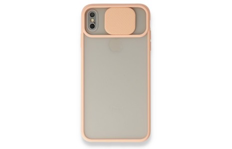 Newface iPhone X Kılıf Palm Buzlu Kamera Sürgülü Silikon - Pembe