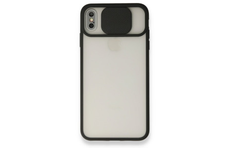 Newface iPhone X Kılıf Palm Buzlu Kamera Sürgülü Silikon - Siyah