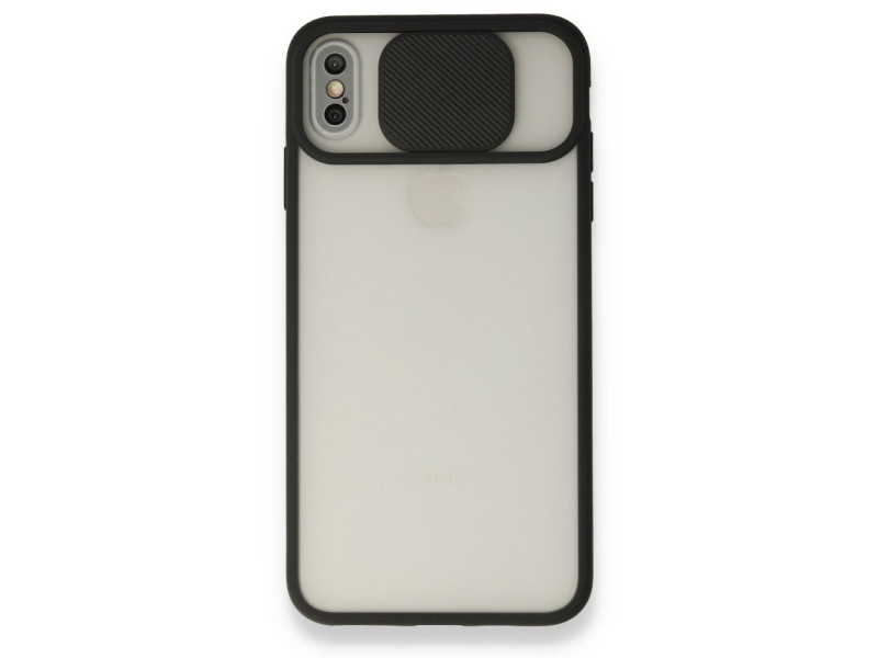 Newface iPhone X Kılıf Palm Buzlu Kamera Sürgülü Silikon - Siyah