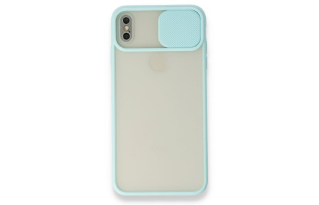 Newface iPhone X Kılıf Palm Buzlu Kamera Sürgülü Silikon - Turkuaz