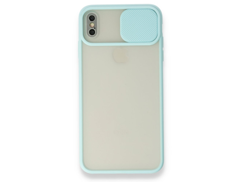 Newface iPhone X Kılıf Palm Buzlu Kamera Sürgülü Silikon - Turkuaz