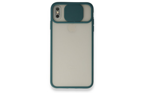 Newface iPhone X Kılıf Palm Buzlu Kamera Sürgülü Silikon - Yeşil