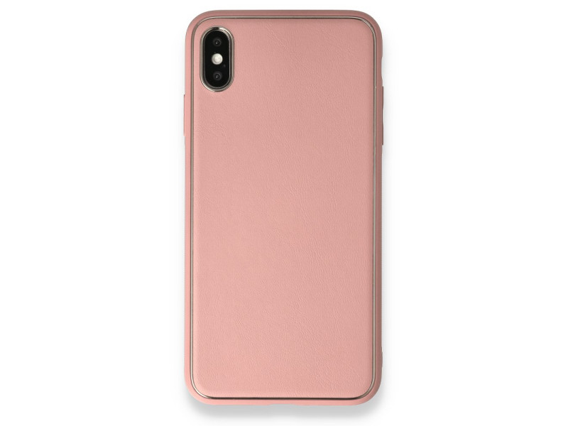 Newface iPhone XS Max Kılıf Coco Deri Silikon Kapak - Pembe
