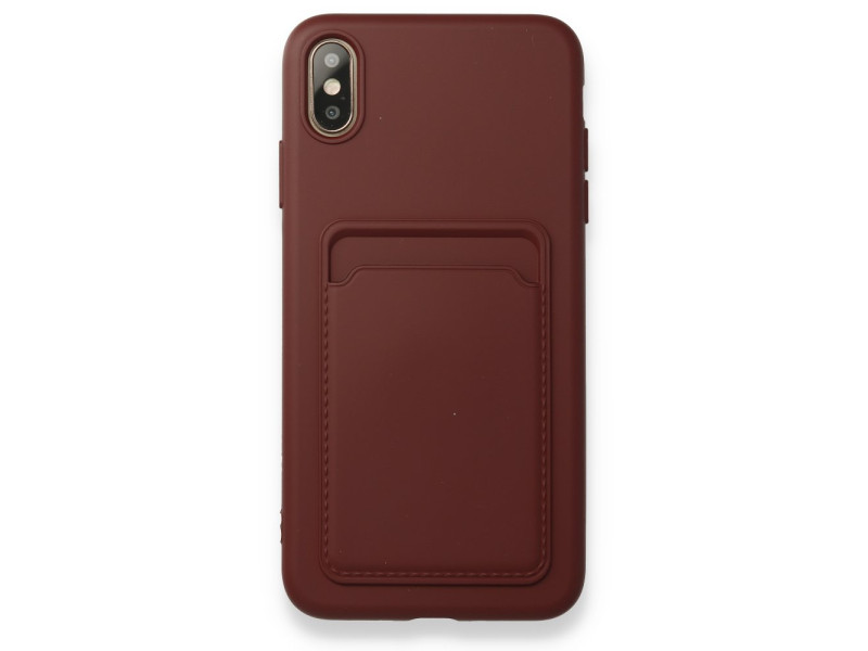 Newface iPhone XS Max Kılıf Kelvin Kartvizitli Silikon - Bordo